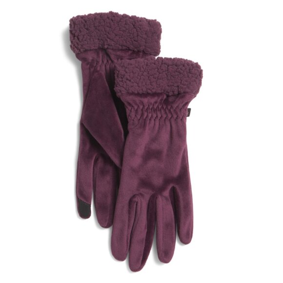 CUDDL DUDS BEET Double Plush Velour Gloves With Sherpa Cuff - Picture 1 of 1